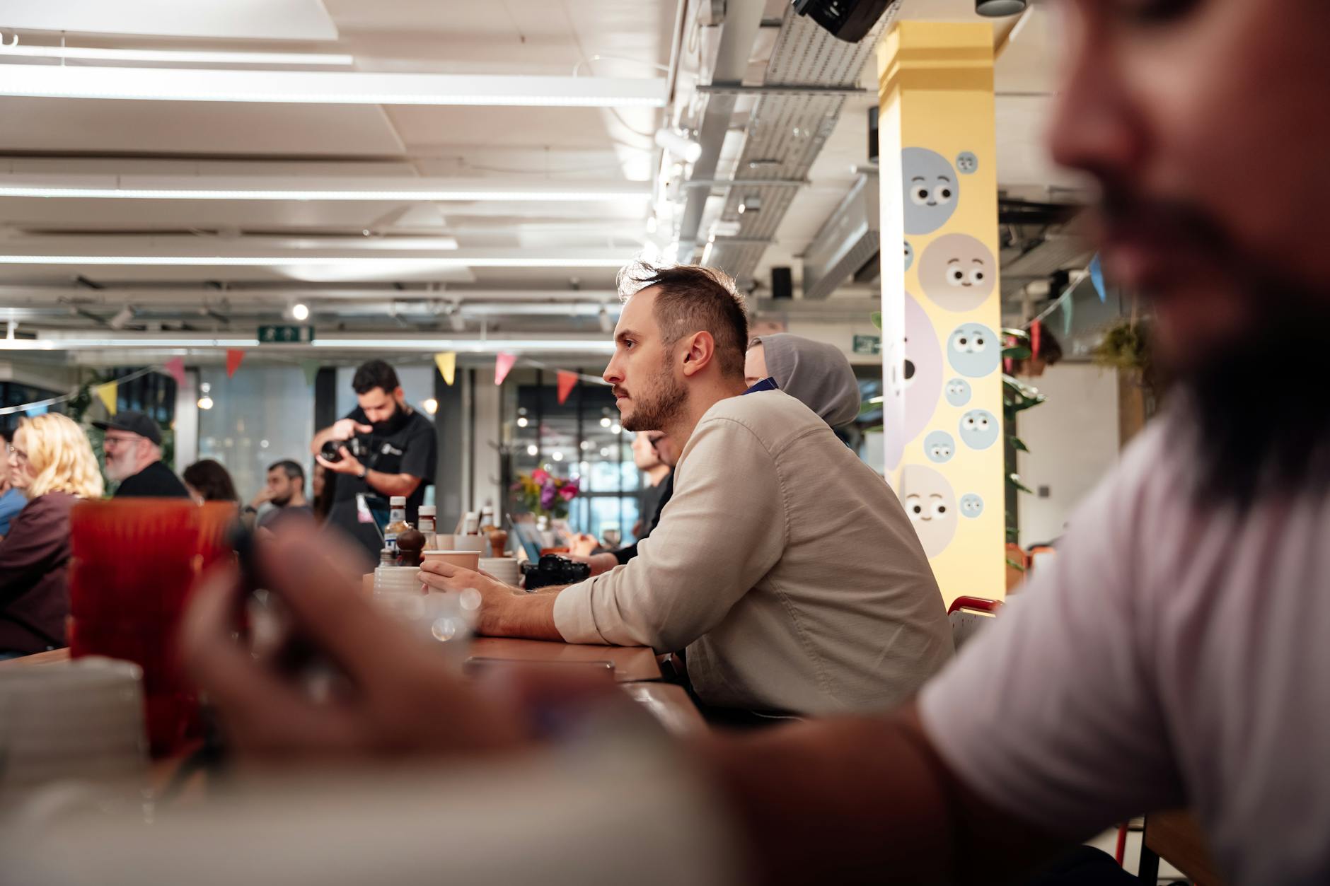 Professionals collaborating in a modern London workspace