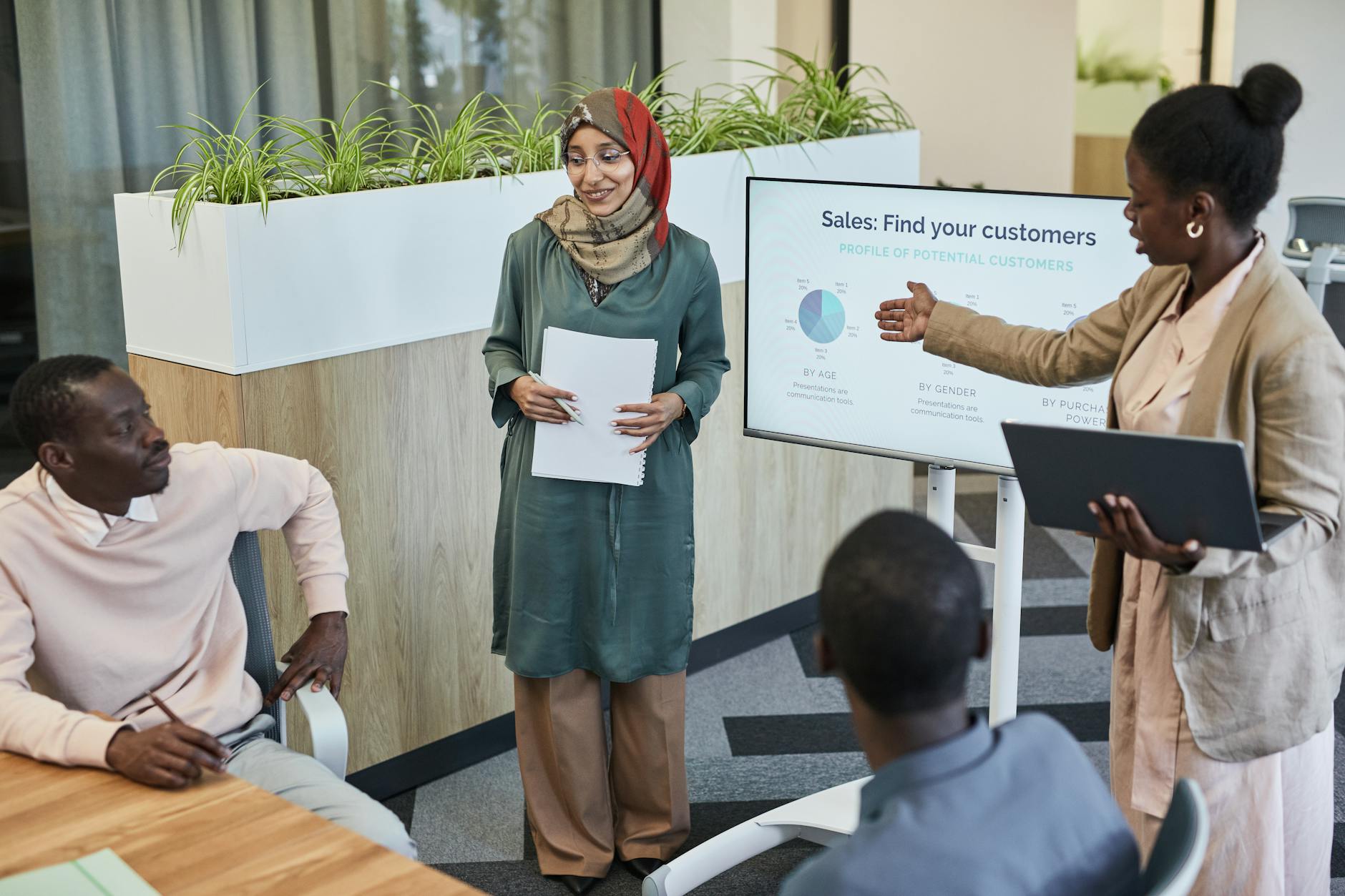 Sales strategy presentation in a modern office