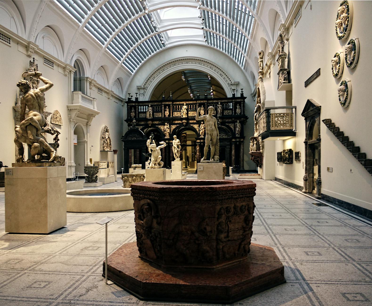 Victoria and Albert Museum interior with classical sculptures