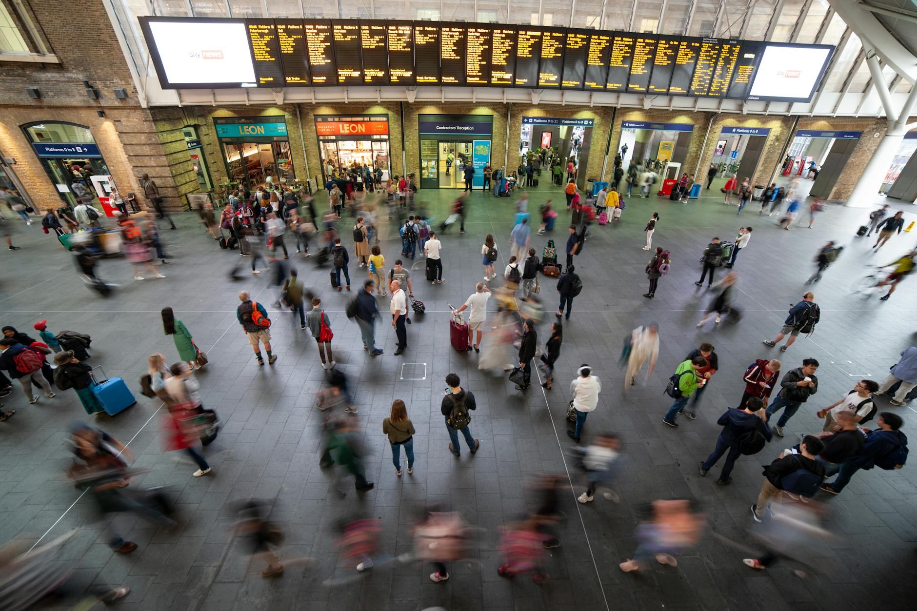 King's Cross Station crowd and movement context for London trade-show arrival