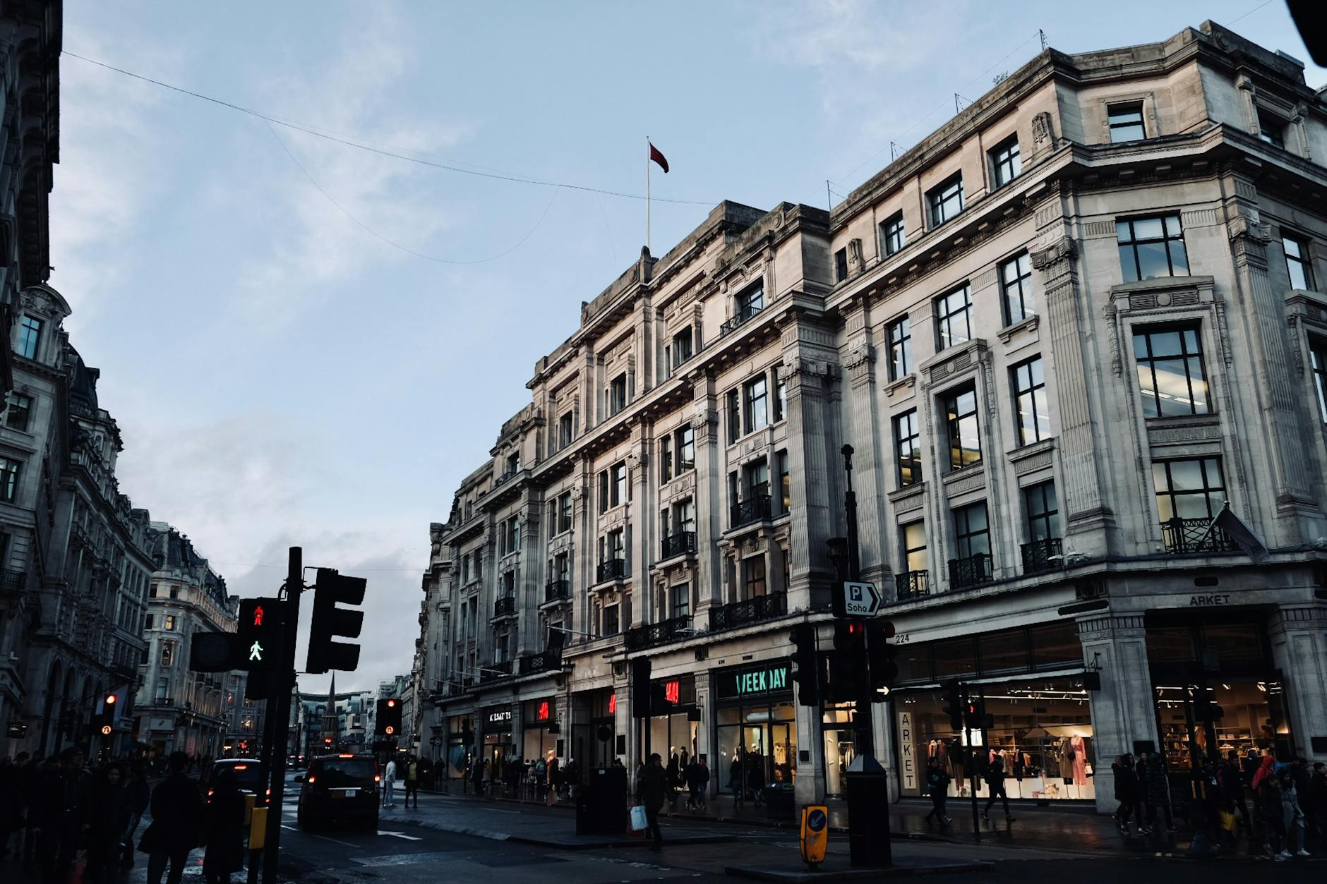 Busy Oxford Street shopping district in London