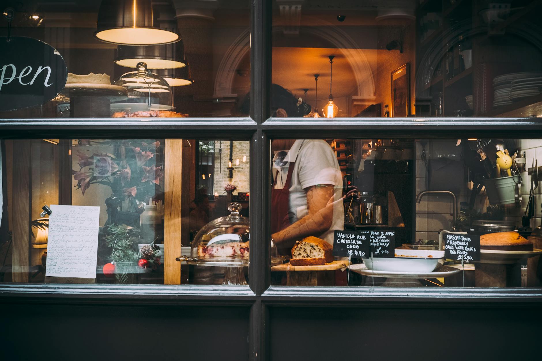 Warm London bakery window scene for low-friction meal planning
