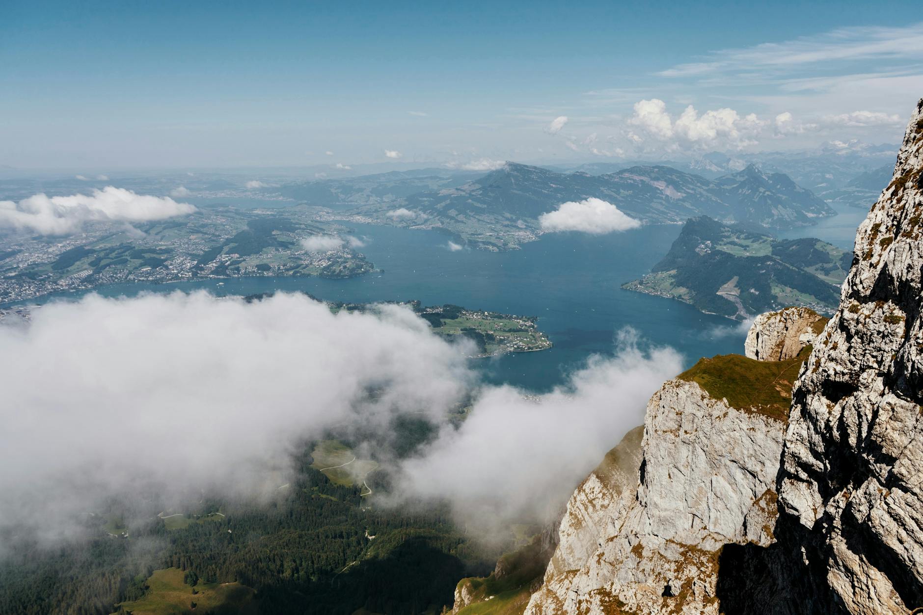 Swiss Alps and Lake Lucerne aerial view for fitness and exposure planning.