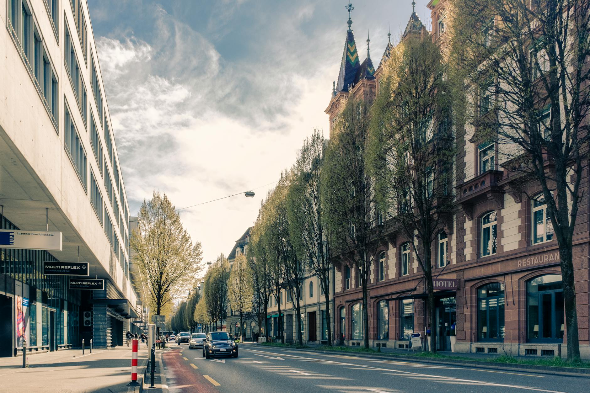 Lucerne city street context for business movement and weather planning.