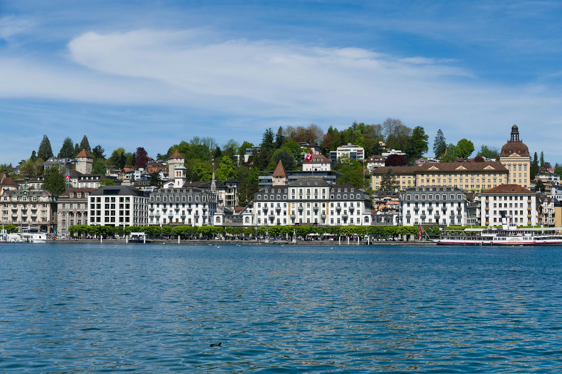 Lucerne lakefront architecture for conference hotel geography planning.