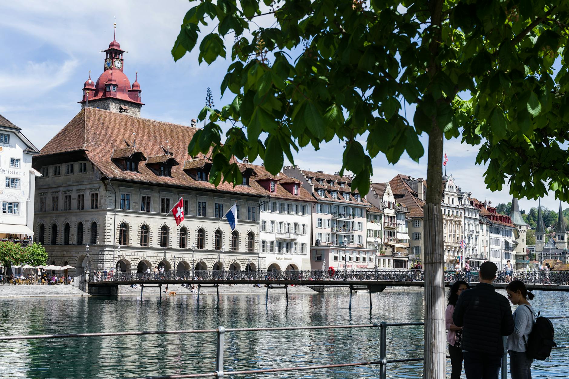 Lucerne waterfront and Reuss River context for conference evening planning.