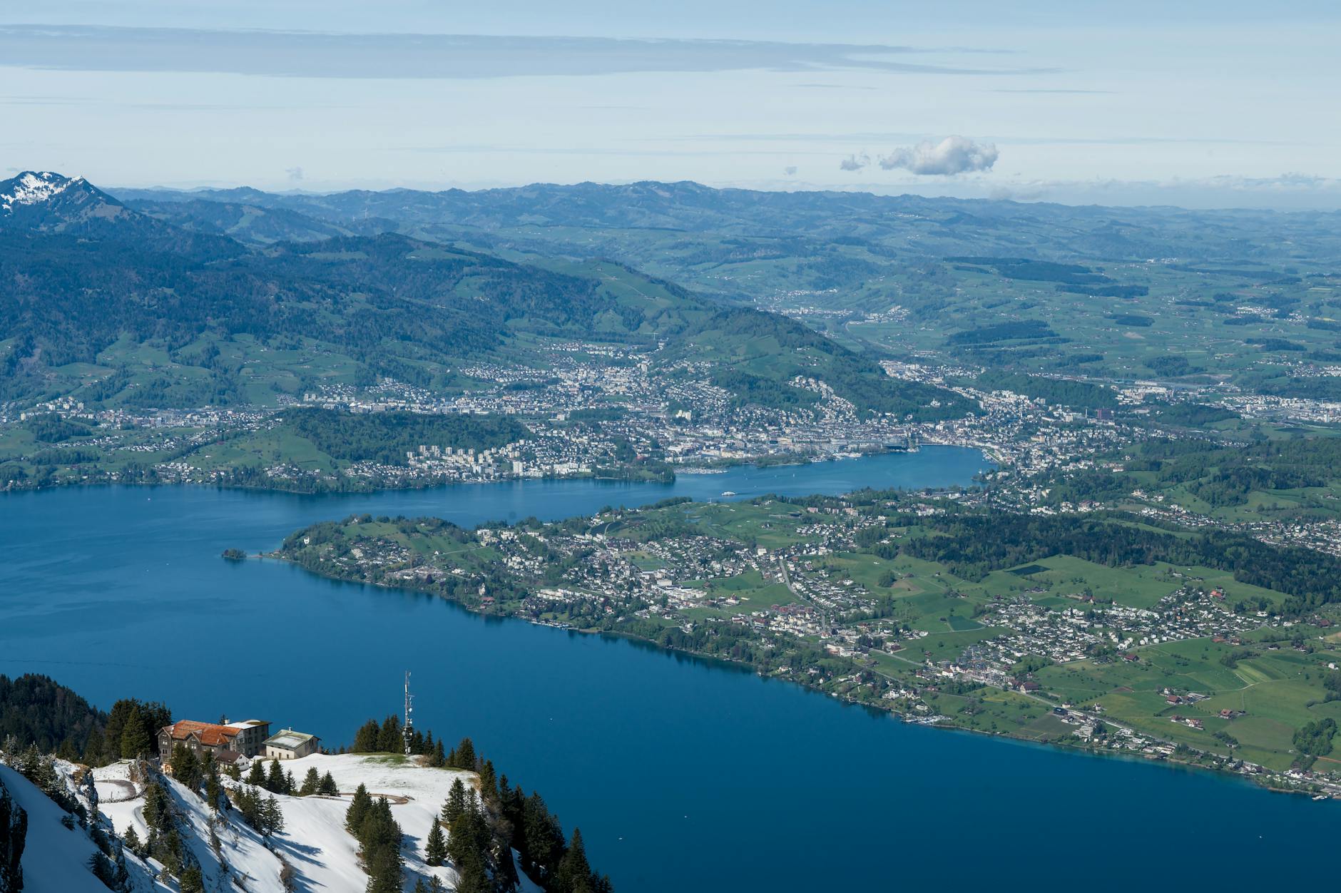 Aerial Lake Lucerne view for conference venue and movement planning.