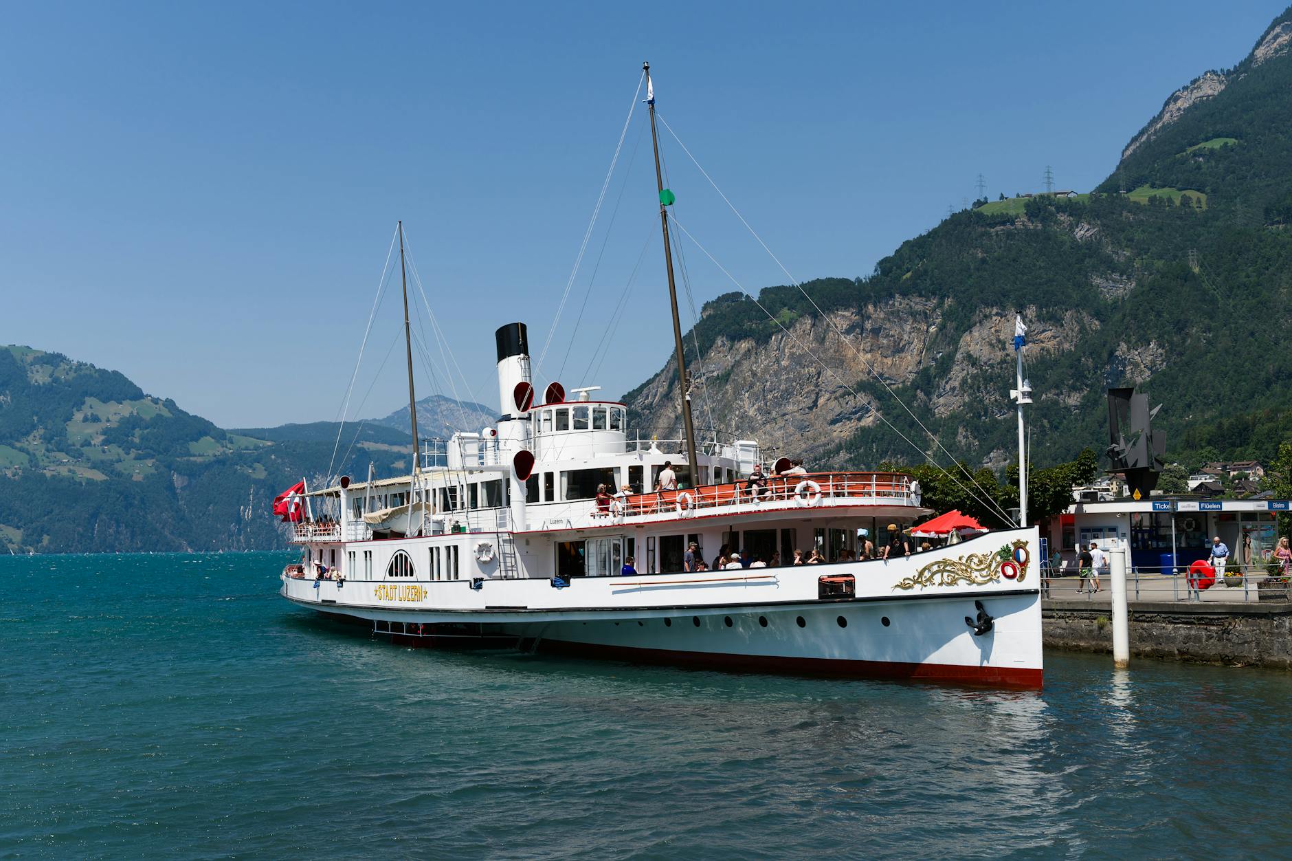 Paddle steamer on Lake Lucerne for cruise add-on cost planning.
