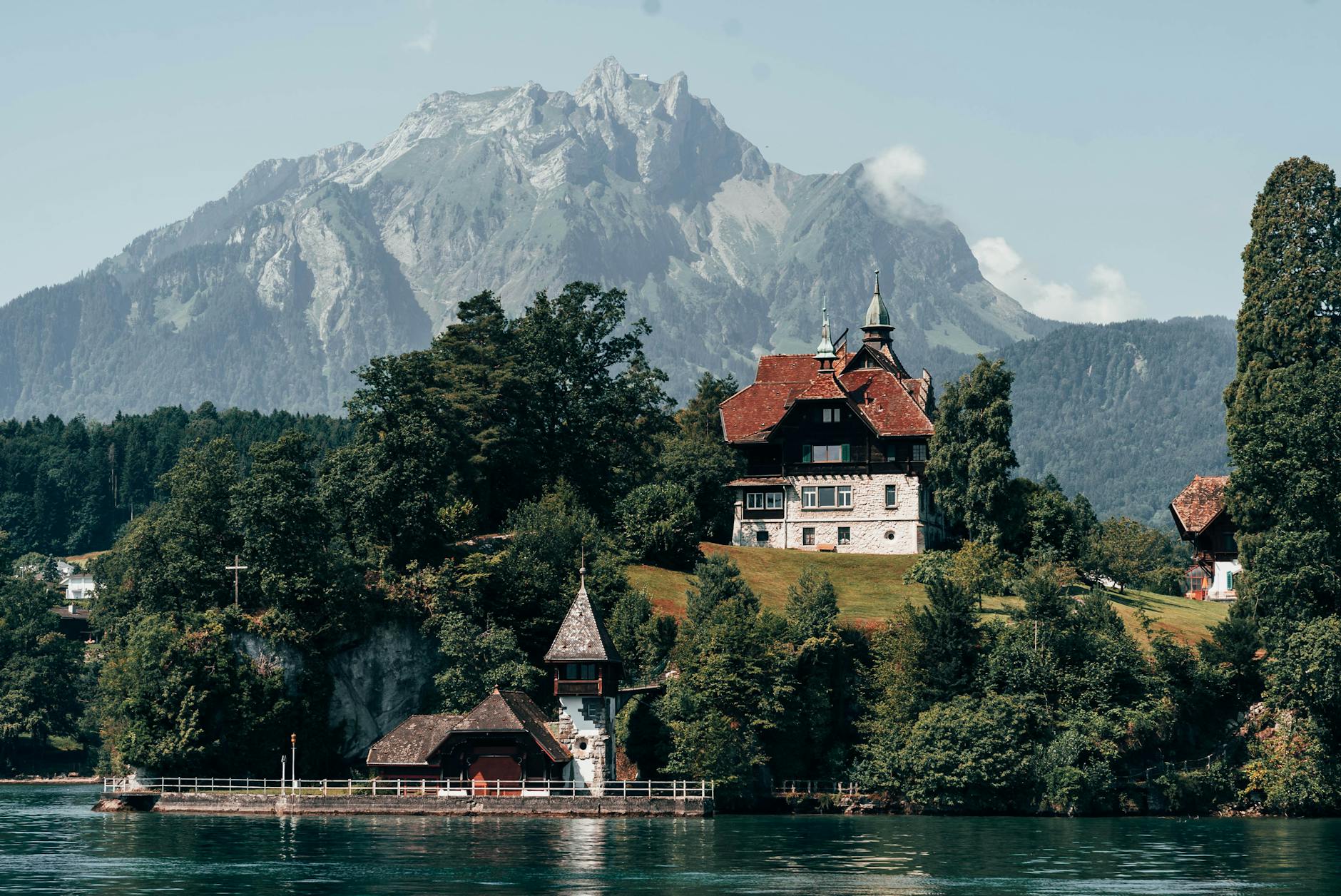 Lake Lucerne villa setting for deal team privacy planning.
