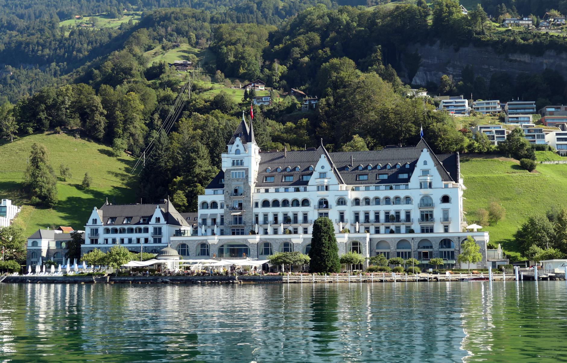 Elegant lakeside hotel on Lake Lucerne for luxury travel planning.