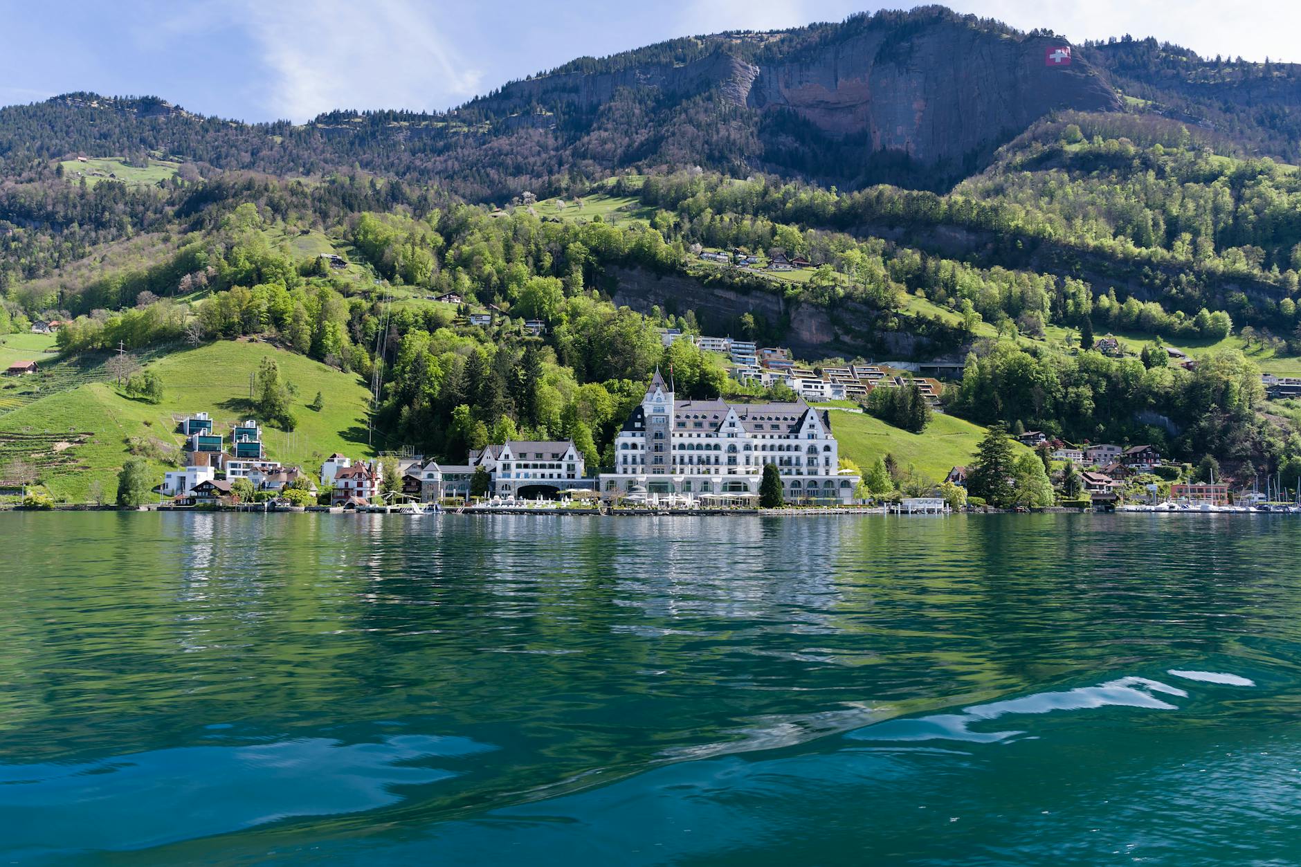 Lake Lucerne and Alps view from Vitznau for luxury transfer planning.