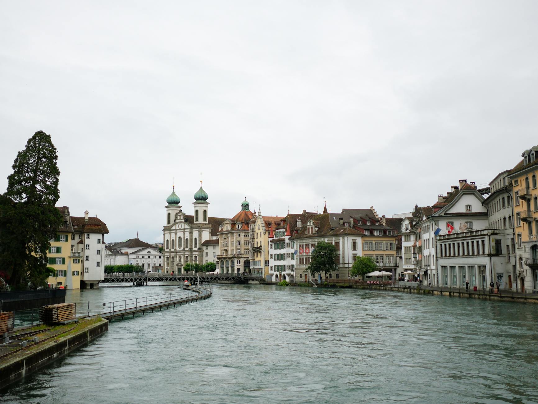 Lucerne Old Town and Reuss River context for solo walking routes.