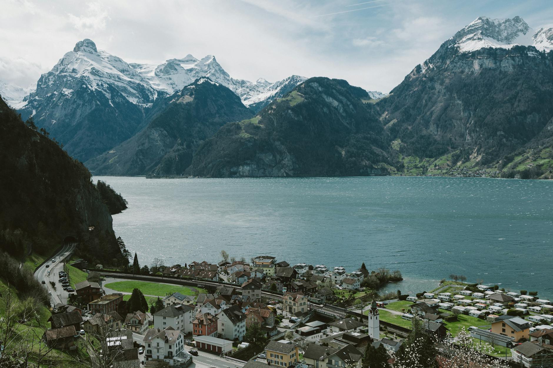 Lake Lucerne aerial view for student short-program report planning.