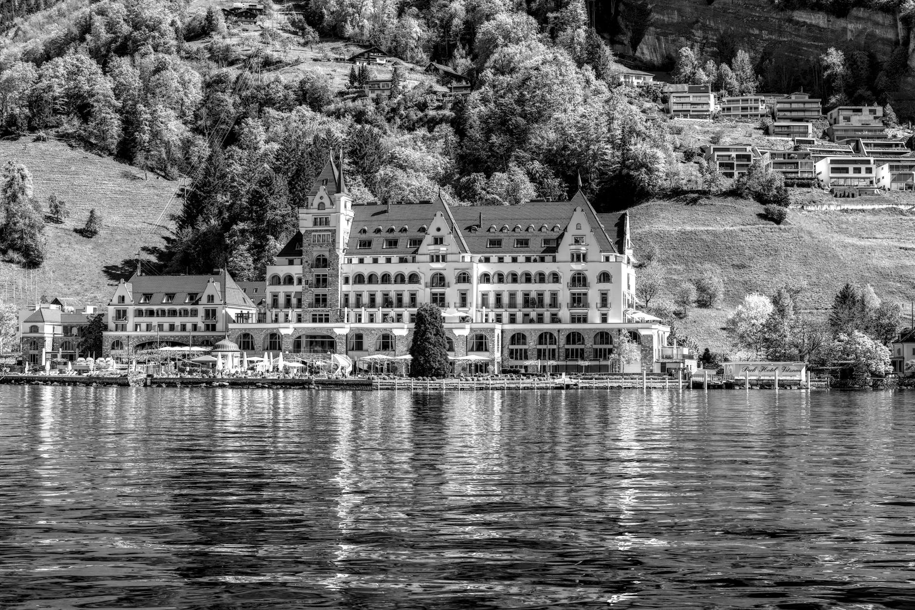 Grand hotel by Lake Lucerne for health-aware lodging and excursion planning.