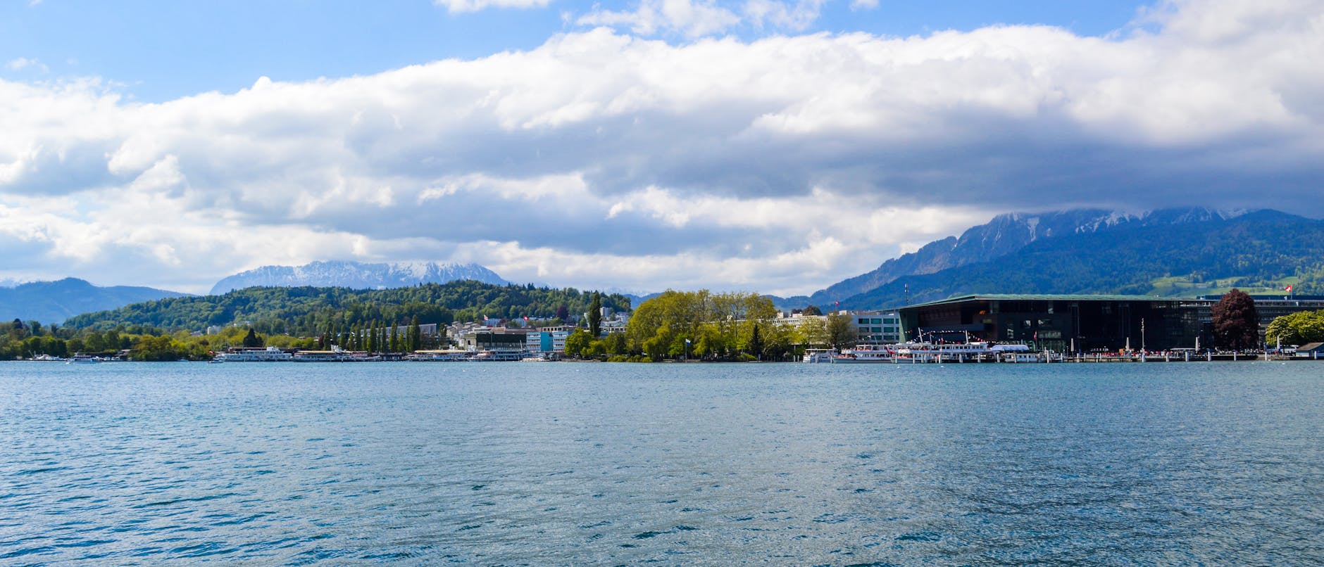 Peaceful Lake Lucerne dock context for hydration and food planning.