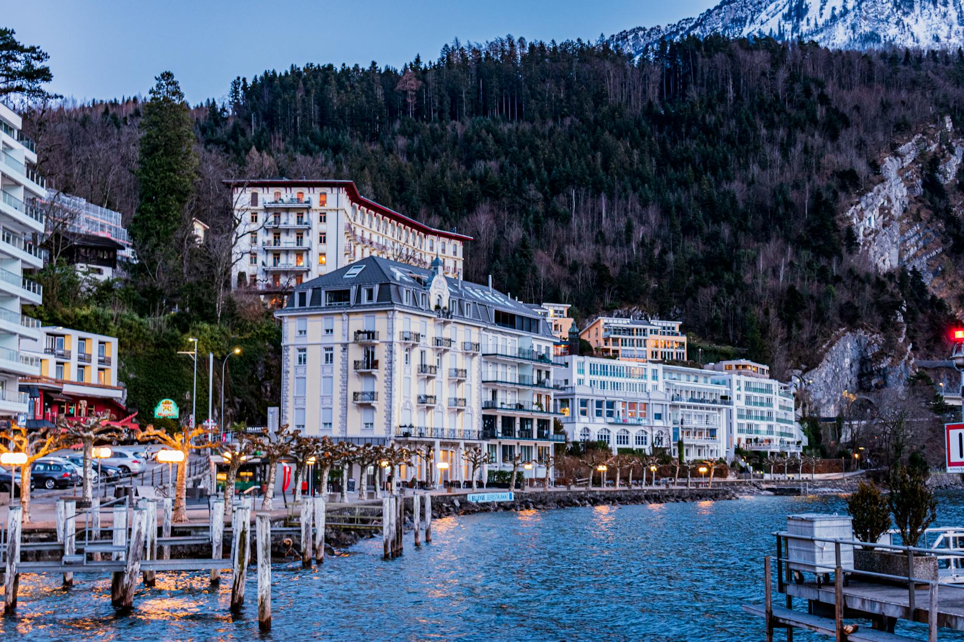 Lake Lucerne waterfront buildings for surface and crowd planning.