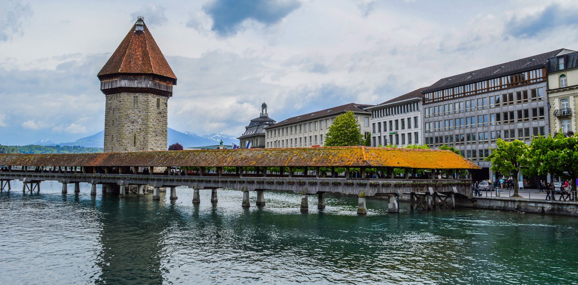 Chapel Bridge and Lucerne waterfront for volunteer and NGO traveler planning.
