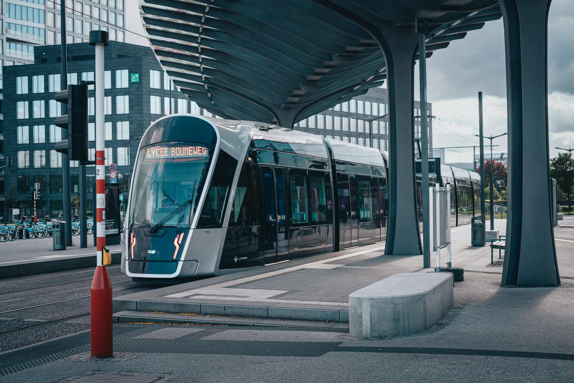Modern tram station for public transport planning