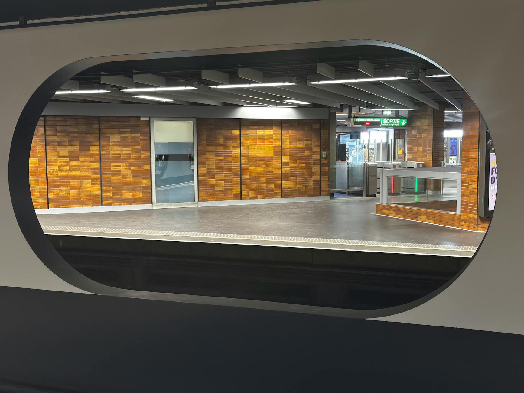 Modern Lyon metro station platform