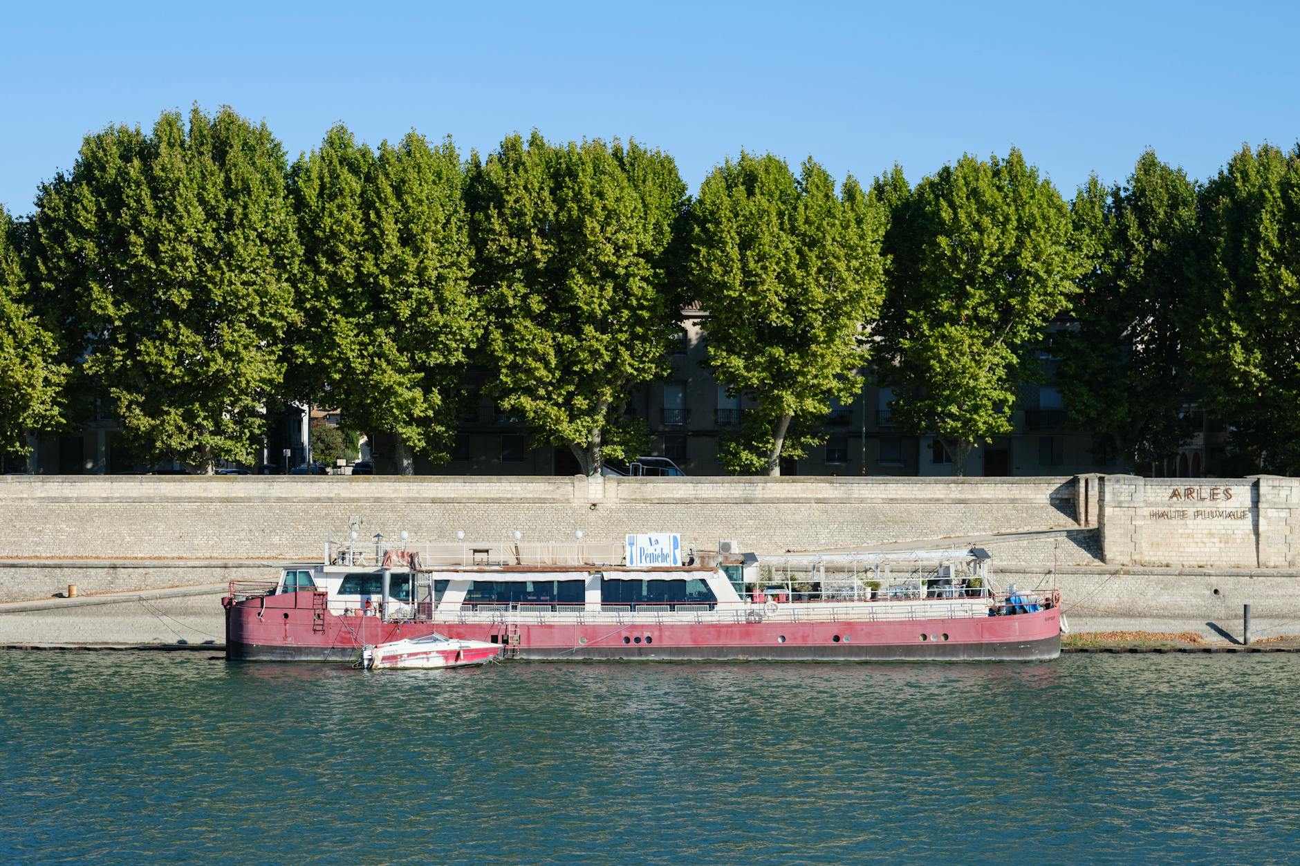 Riverboat docked along the Rhone in France