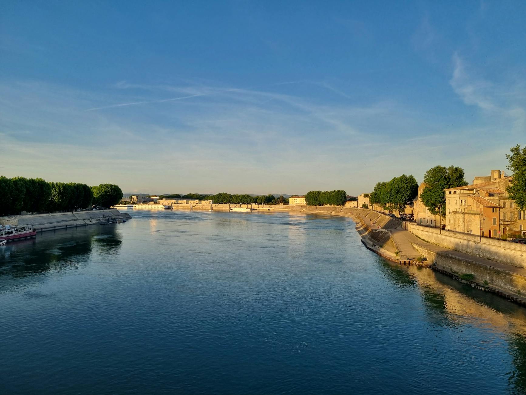 Rhone riverfront with historic architecture in France