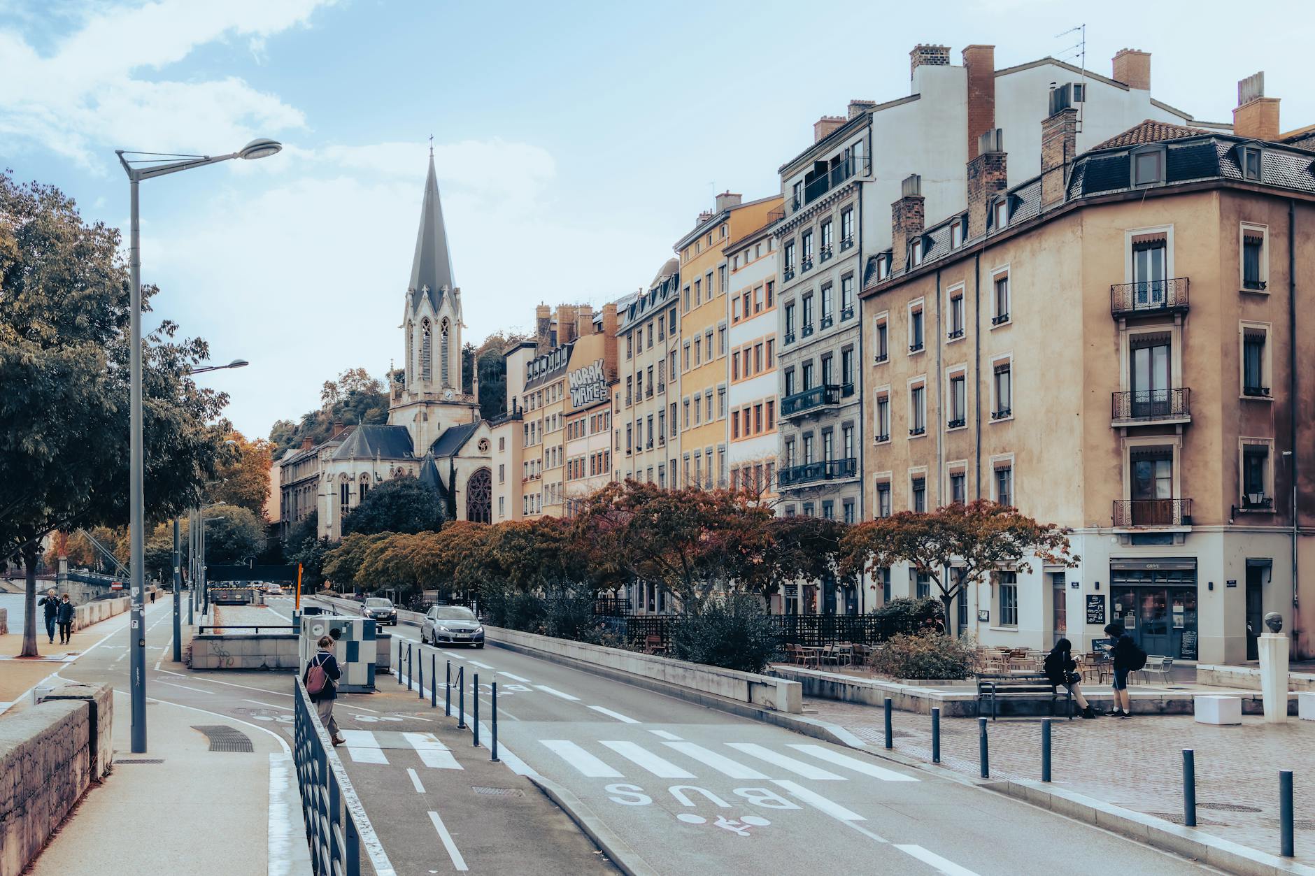 Historic street scene in Lyon