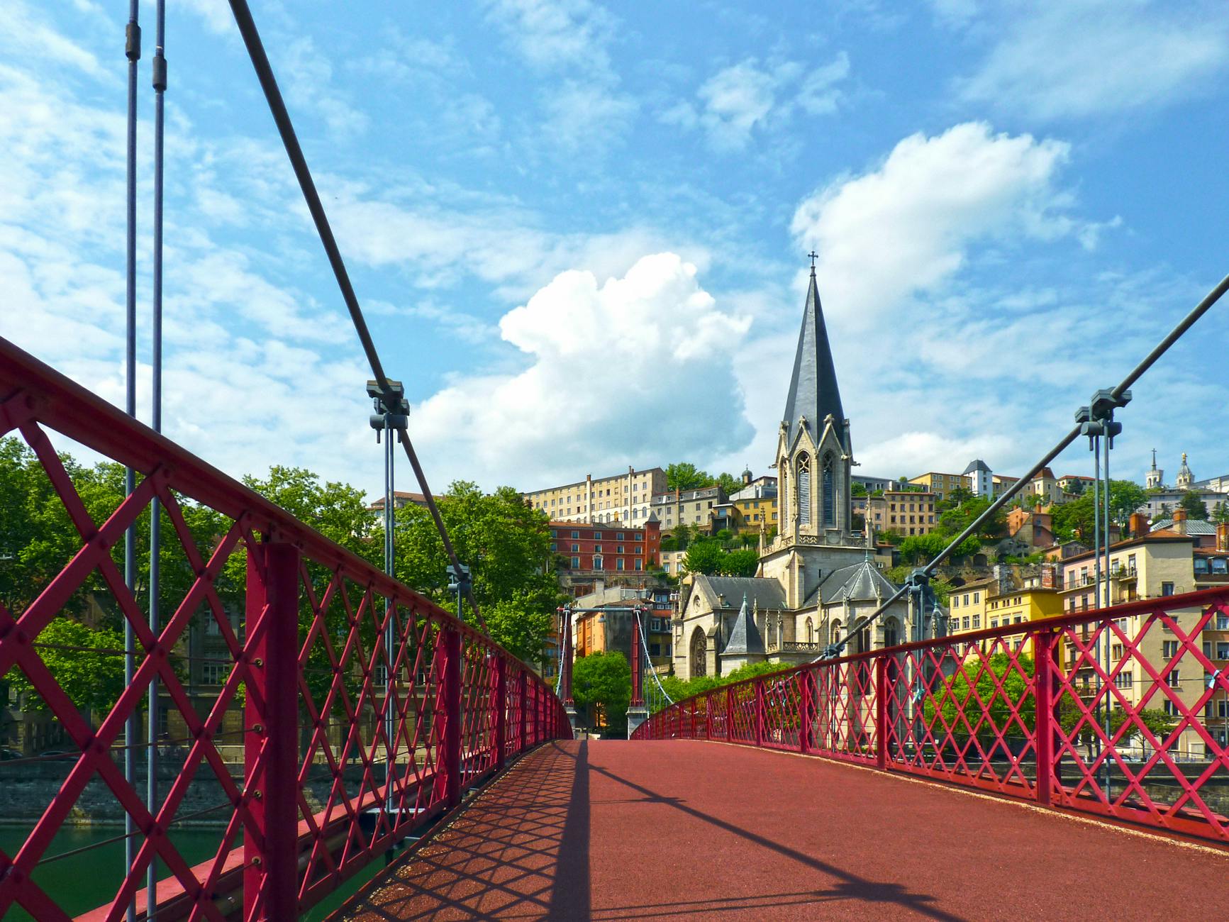 Saint George Church and a footbridge in Lyon