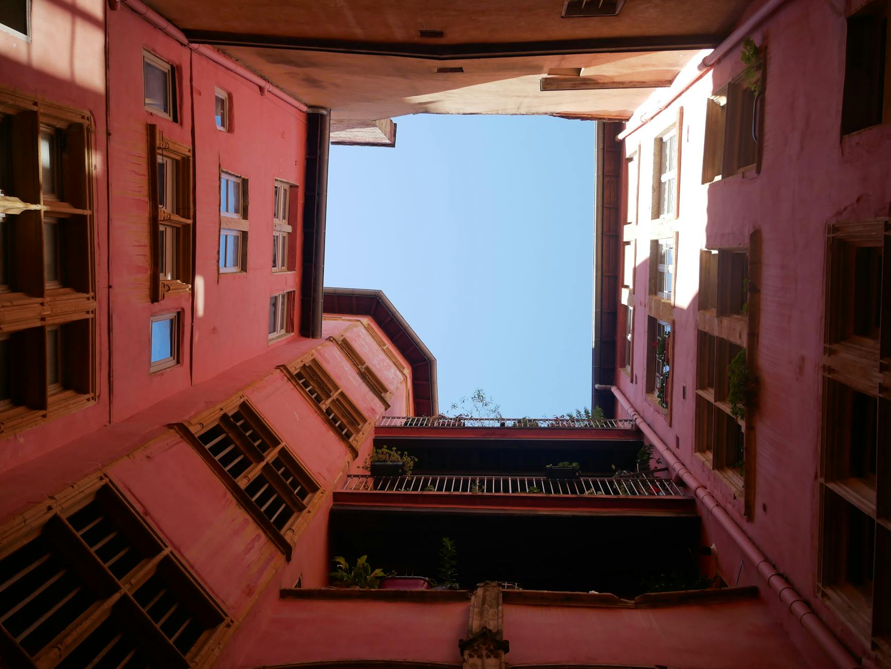Colorful historic courtyard in Lyon