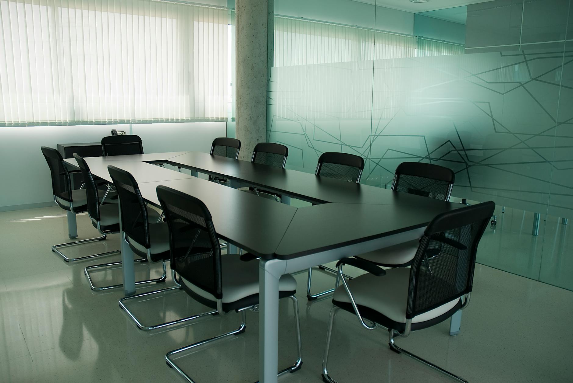Modern conference room arranged for a private meeting
