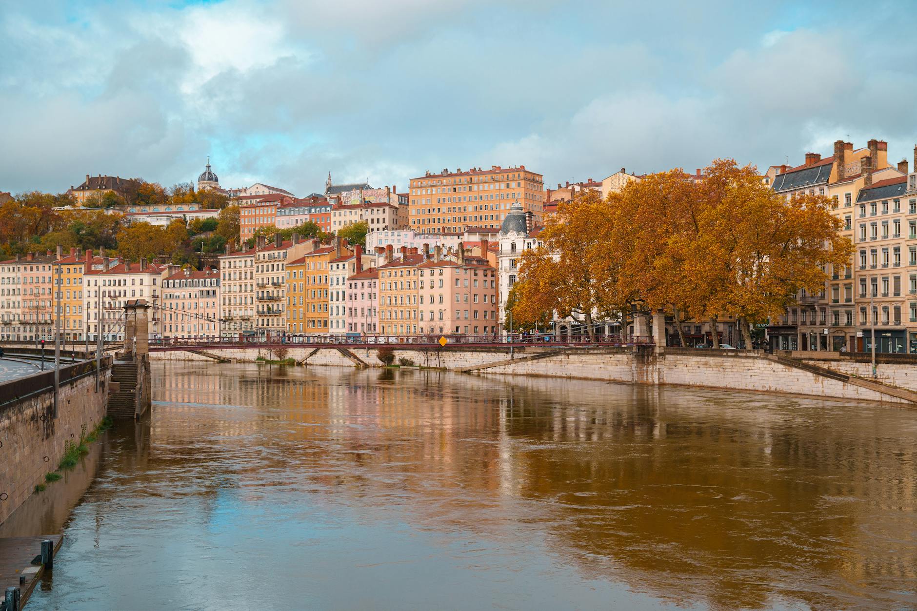 Autumn scene along the Saone River in Lyon