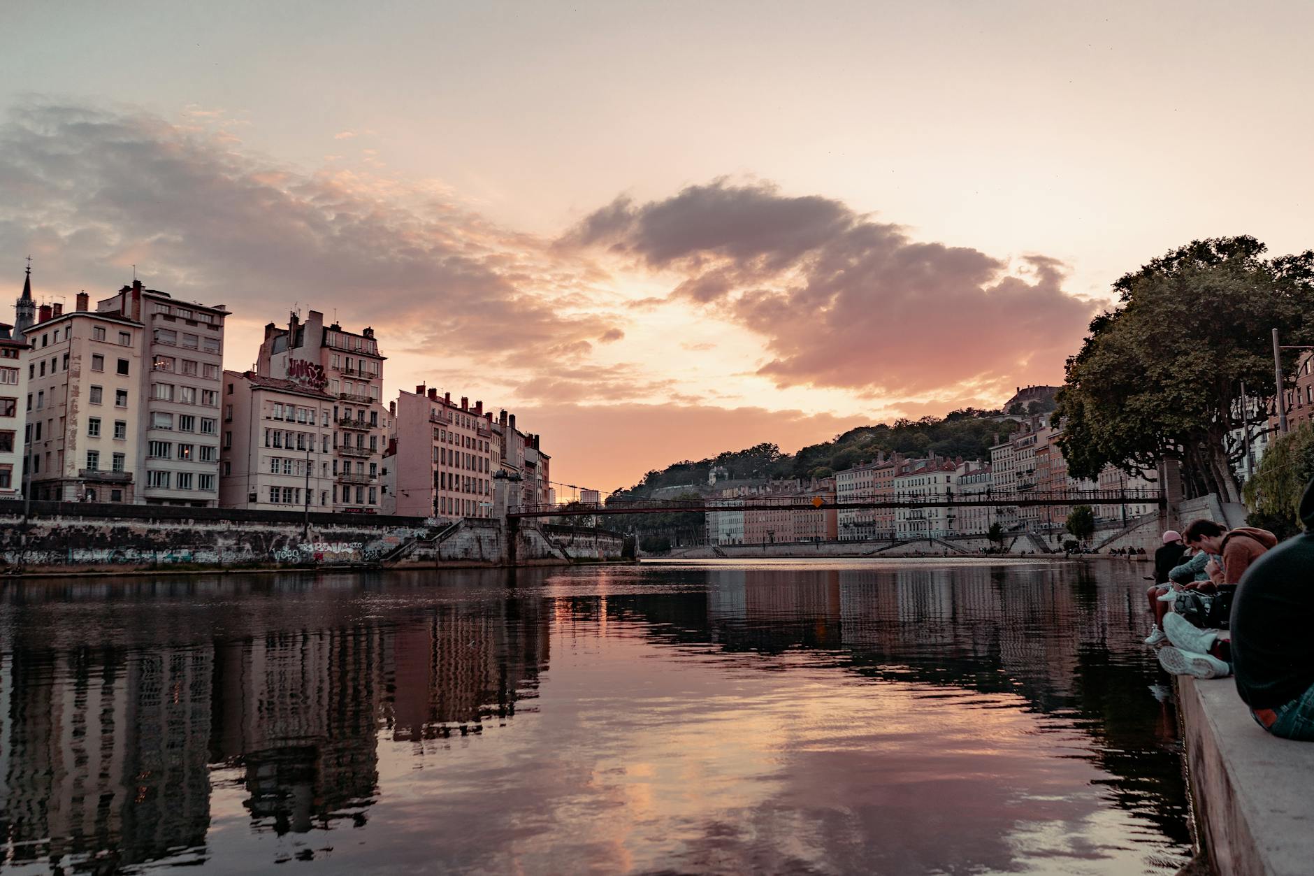 Sunset over the Saone River in Lyon