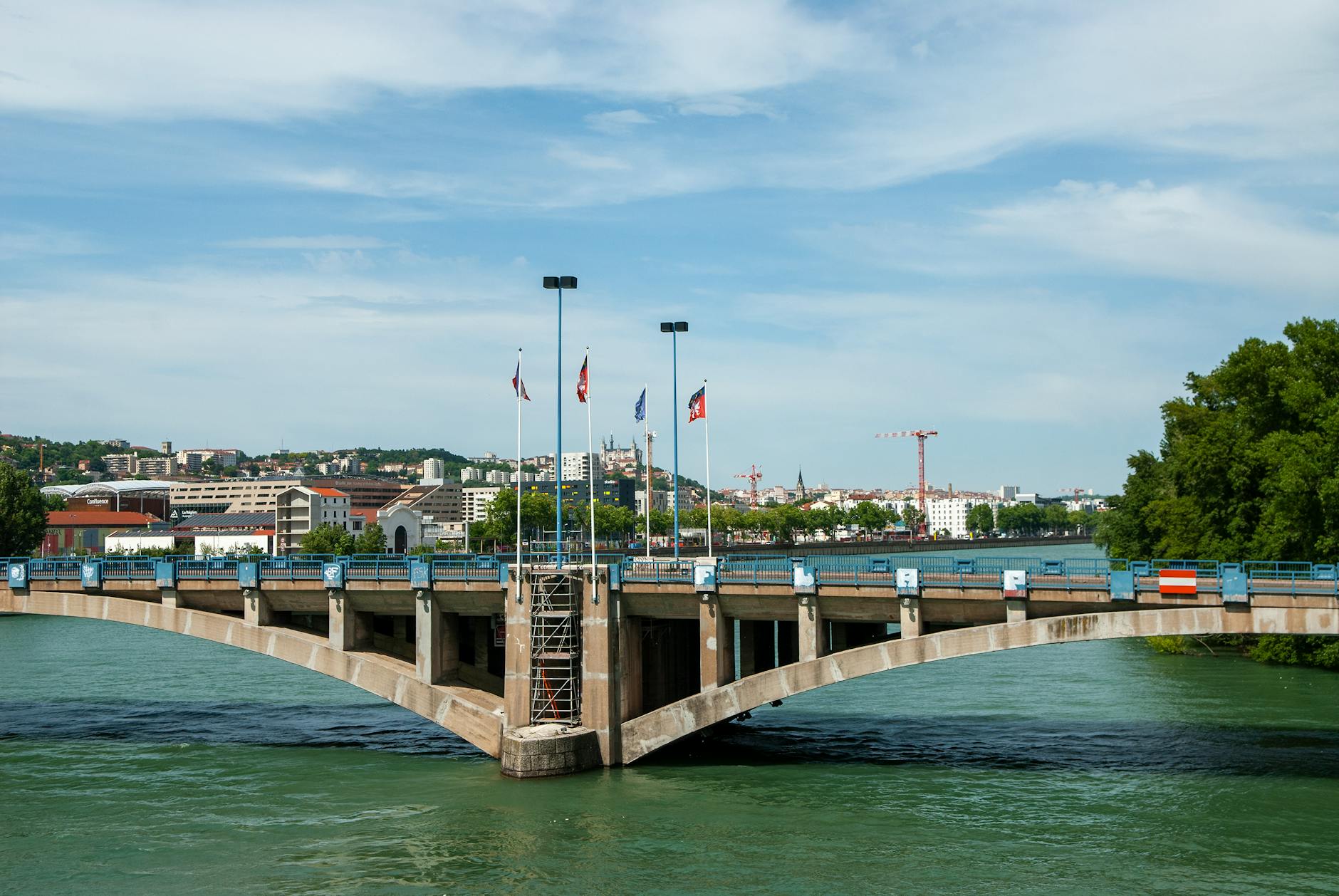 Pont Pasteur and Lyon skyline along the river