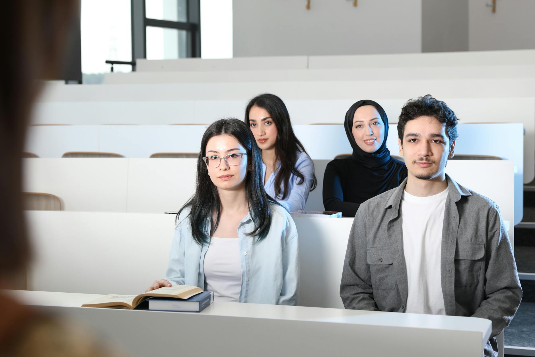 Students attending a university class