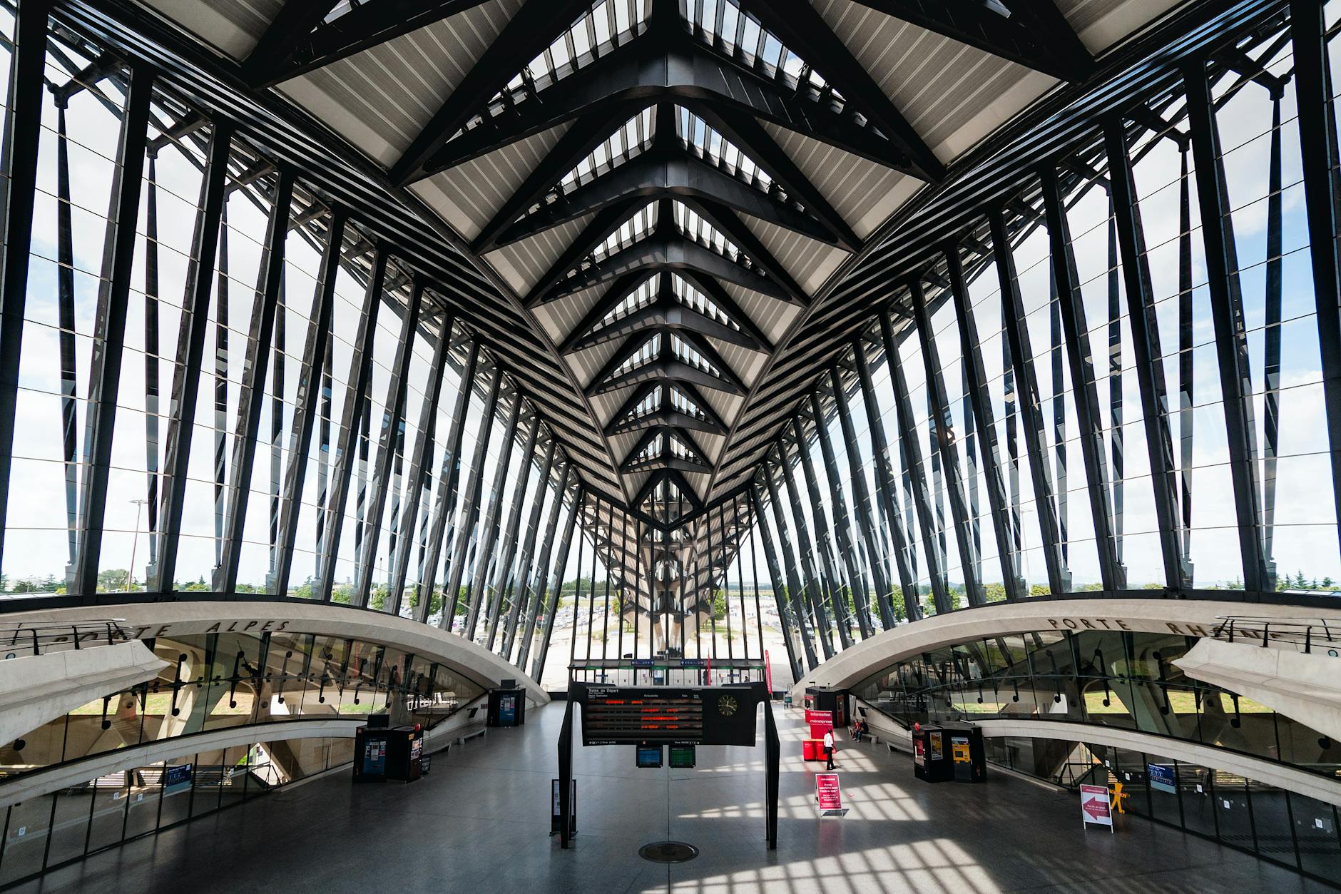 Modern Lyon train station architecture with glass and steel