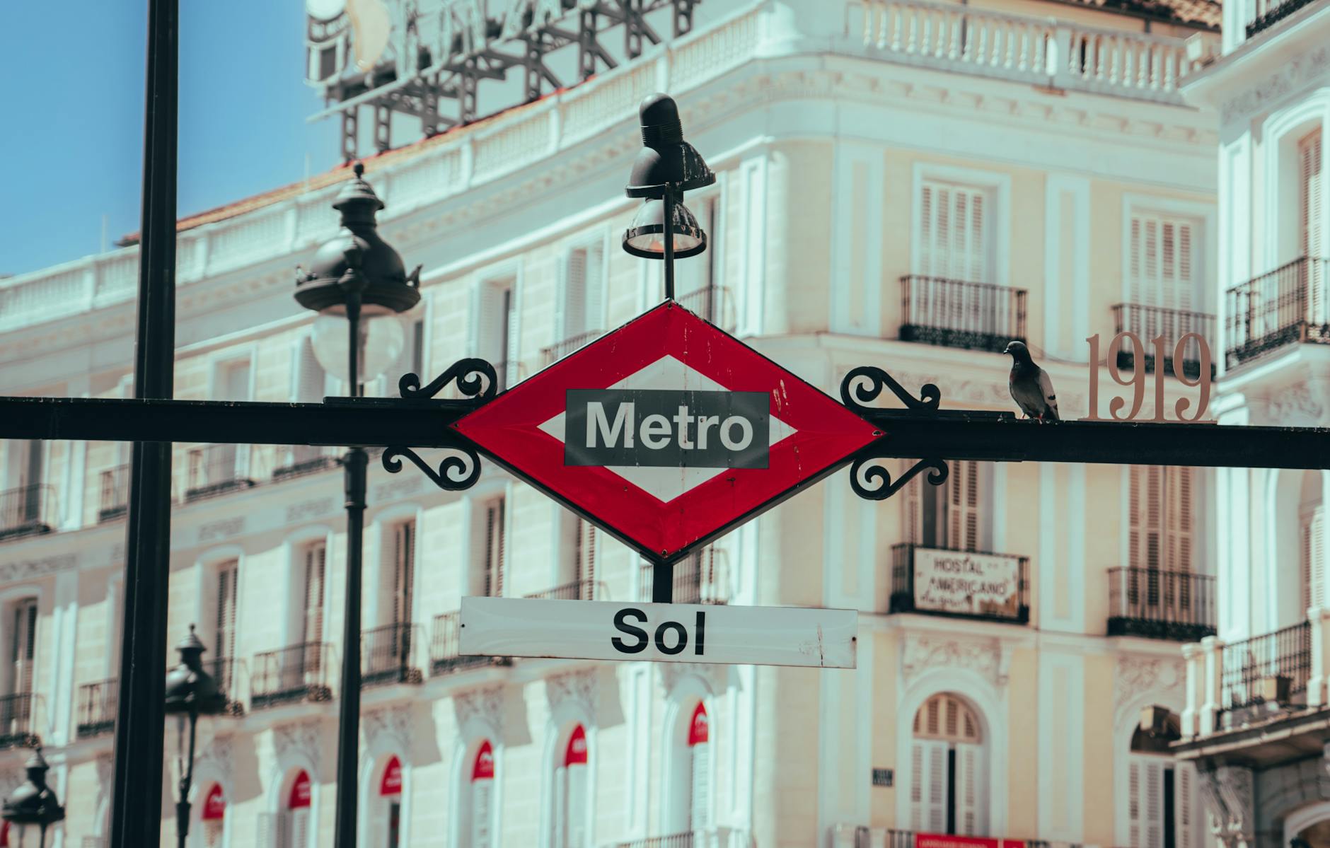 Sol metro sign in central Madrid