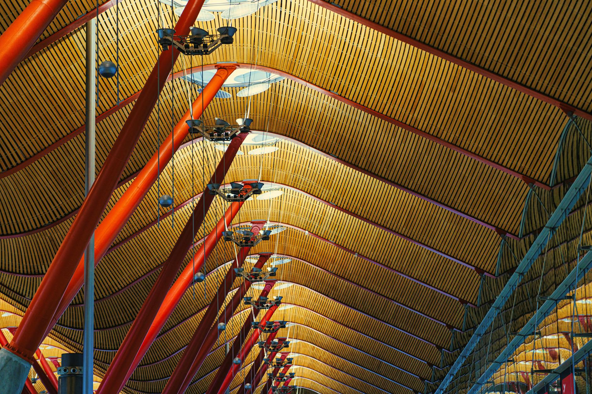 Ceiling architecture inside Madrid Barajas Airport