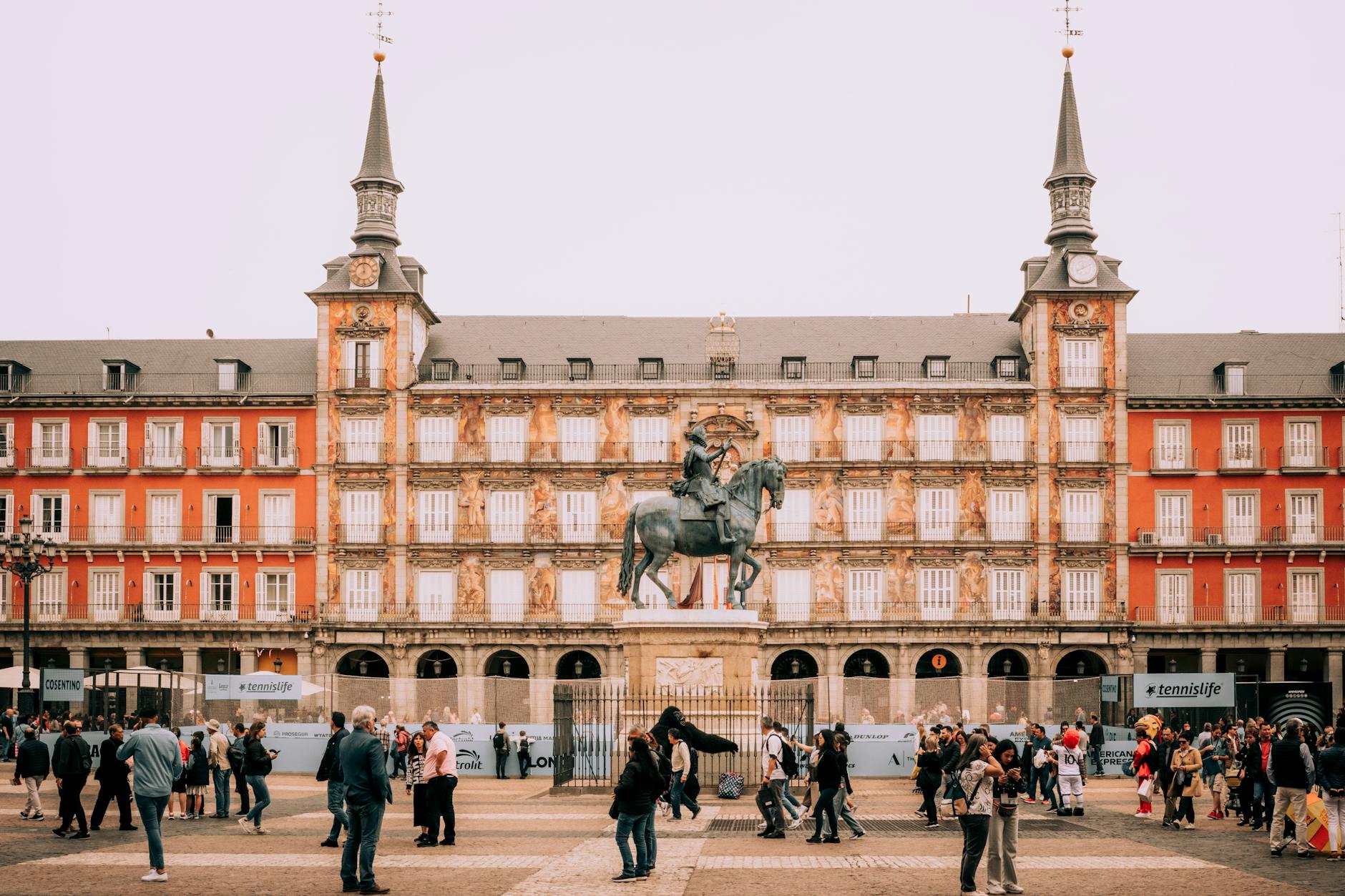 Crowds in Plaza Mayor in Madrid