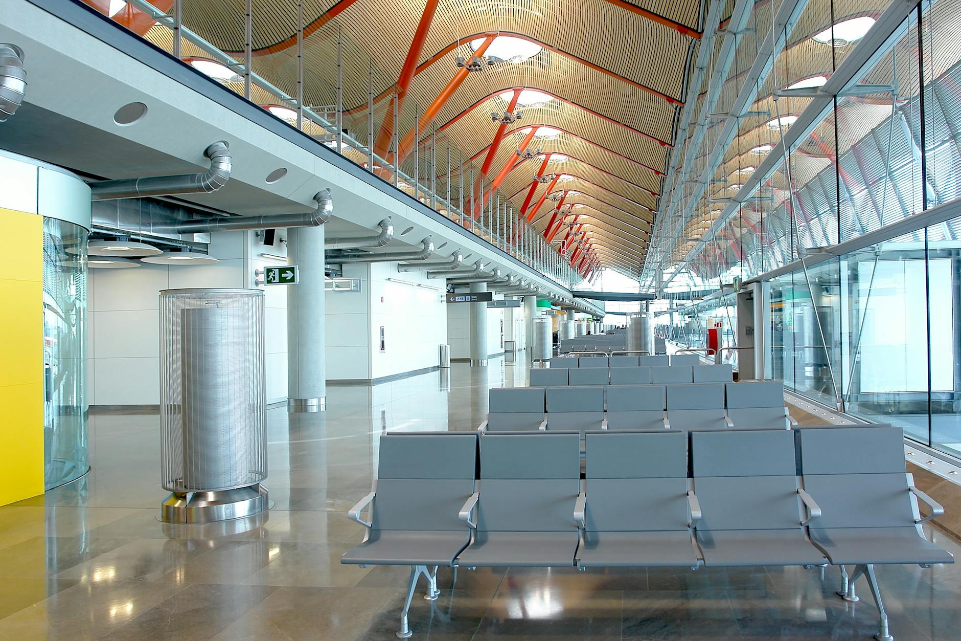 Modern interior architecture inside Madrid Barajas Airport