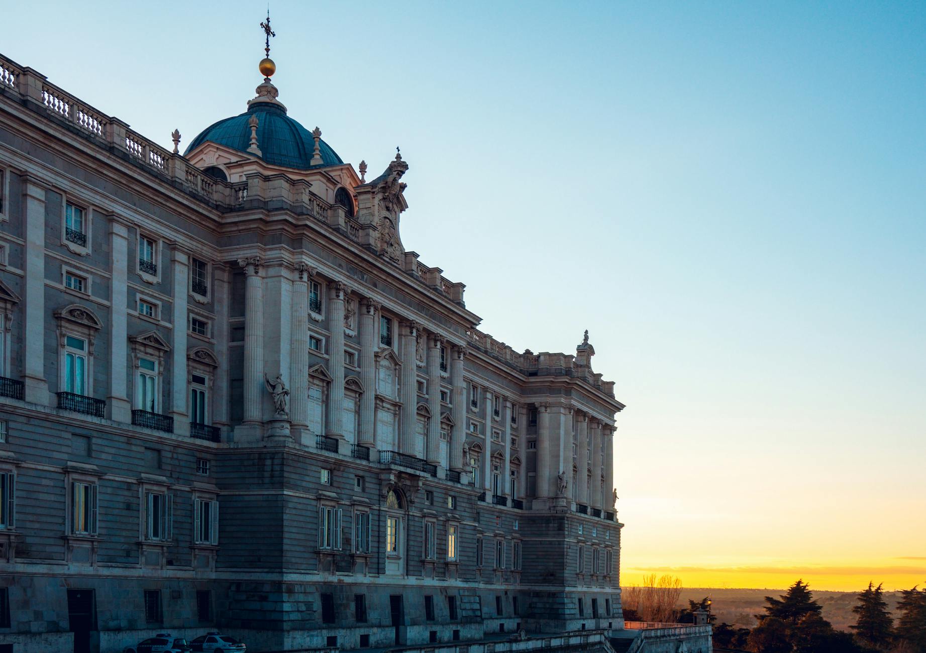 Royal Palace of Madrid at sunset