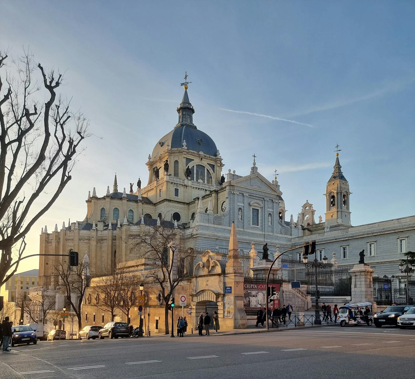 Almudena Cathedral at sunset in Madrid