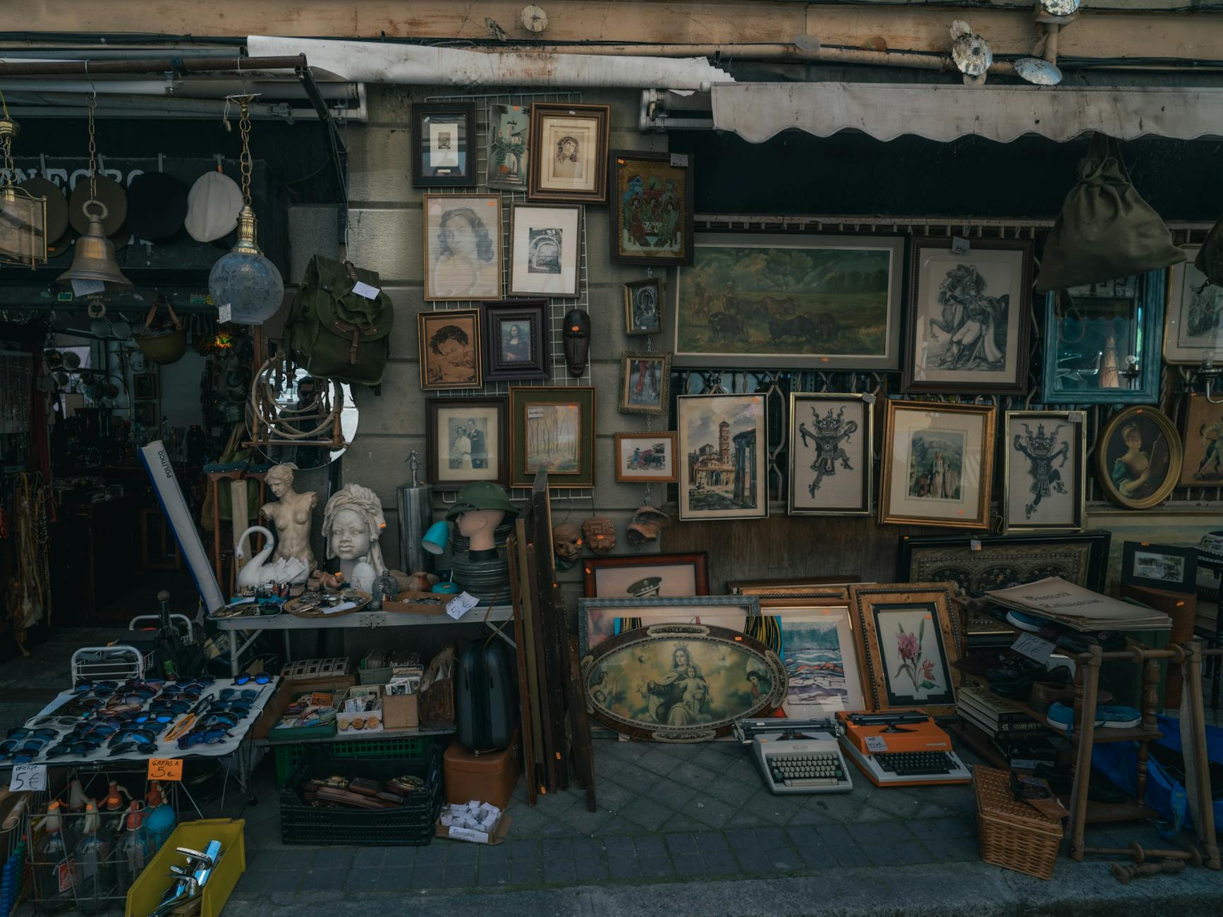 Vintage shopfront display at a Madrid flea market