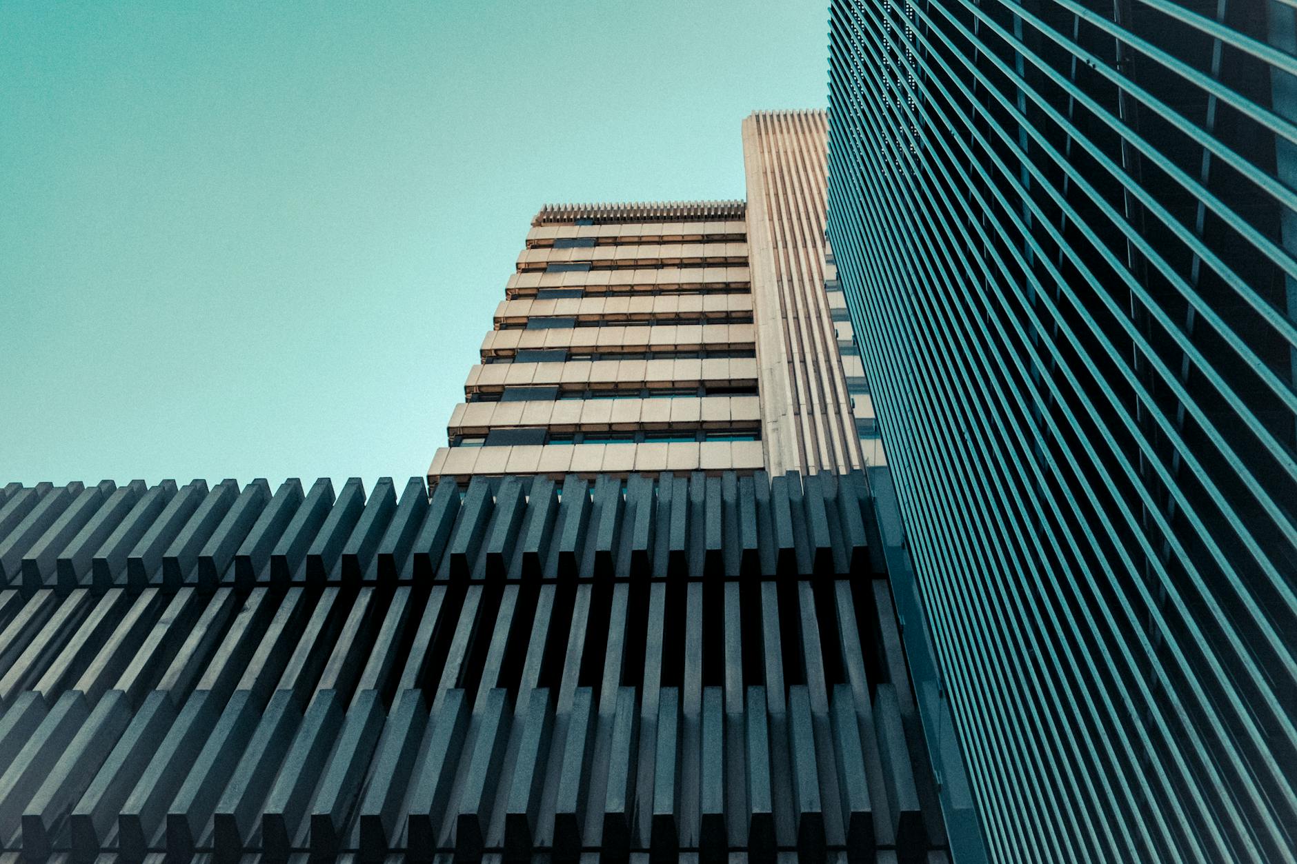 Modern Madrid skyscrapers against a clear blue sky