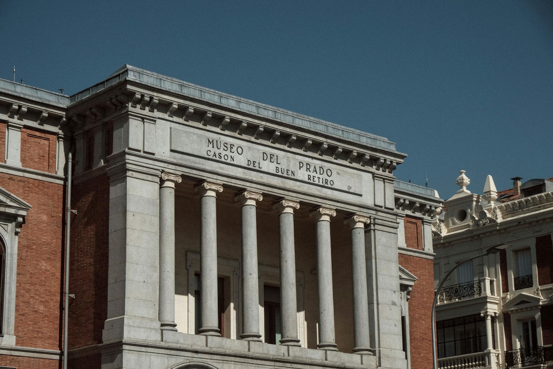 Neoclassical Cason del Buen Retiro facade near the Prado in Madrid