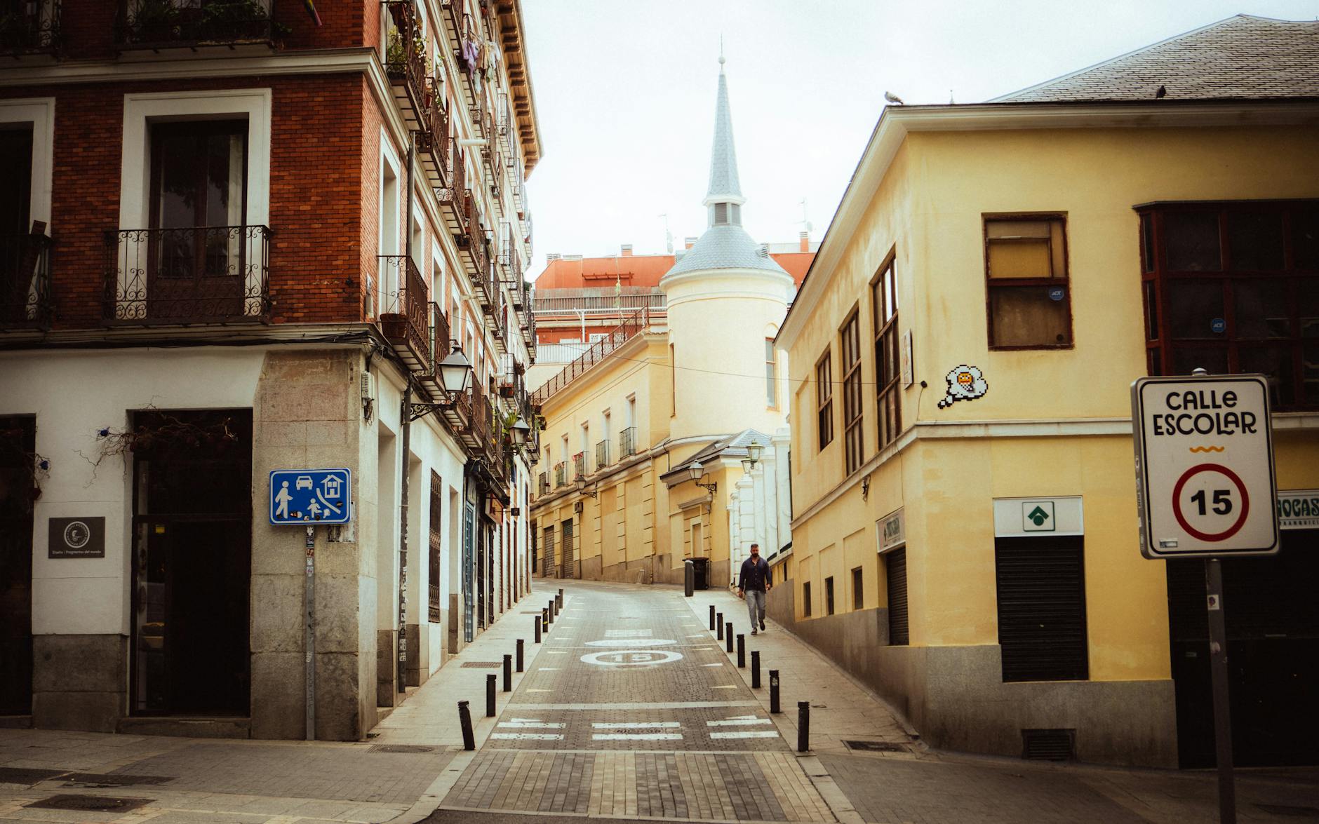 Narrow historic street in central Madrid