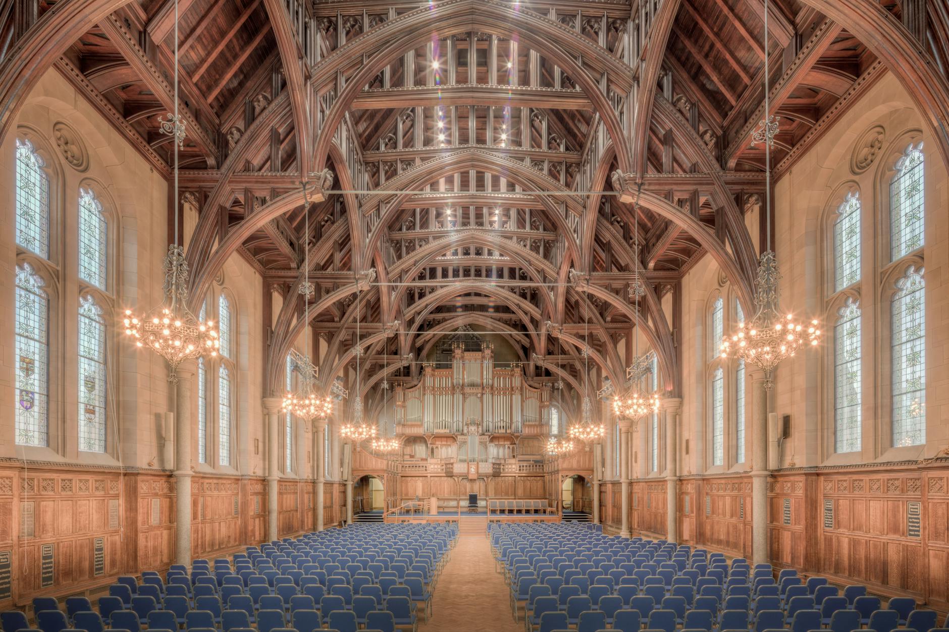 Historic hall interior at the University of Manchester