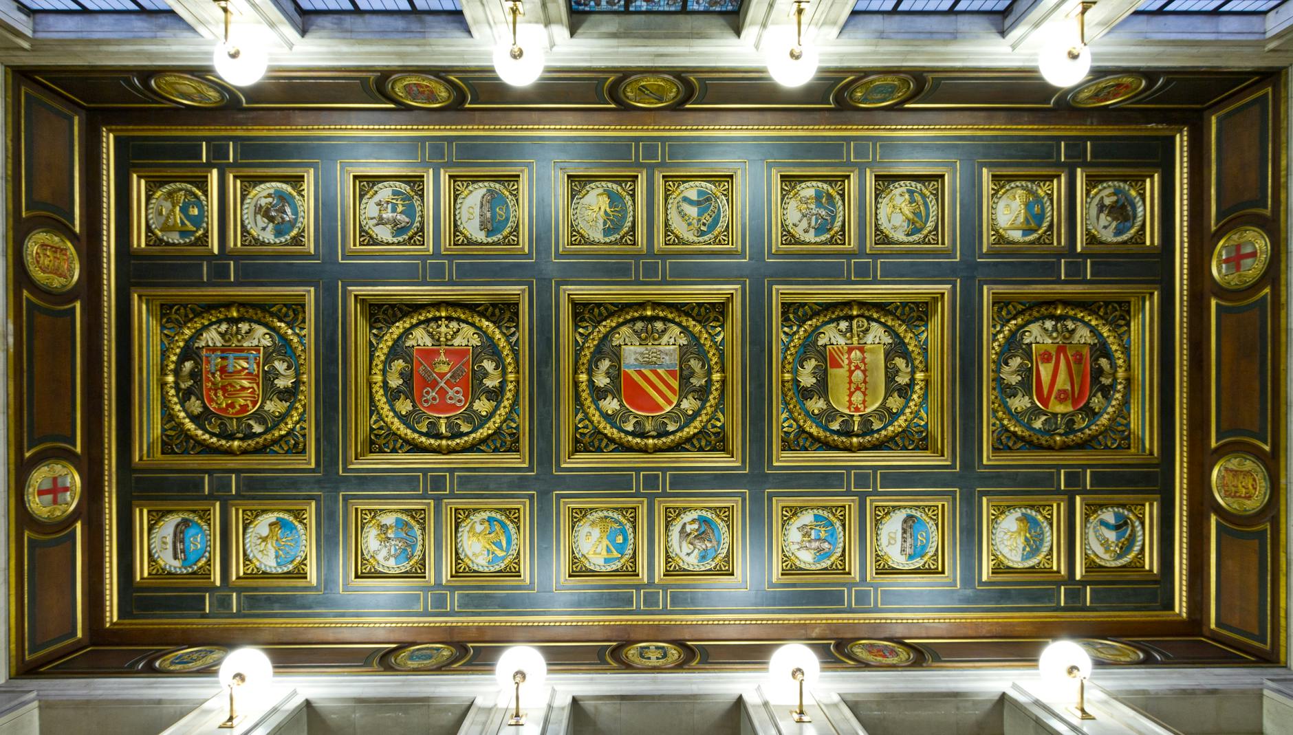 Ornate ceiling inside Manchester Central Library