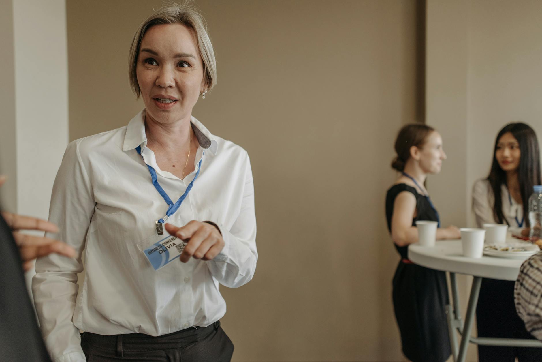 Conference attendees networking during a professional event