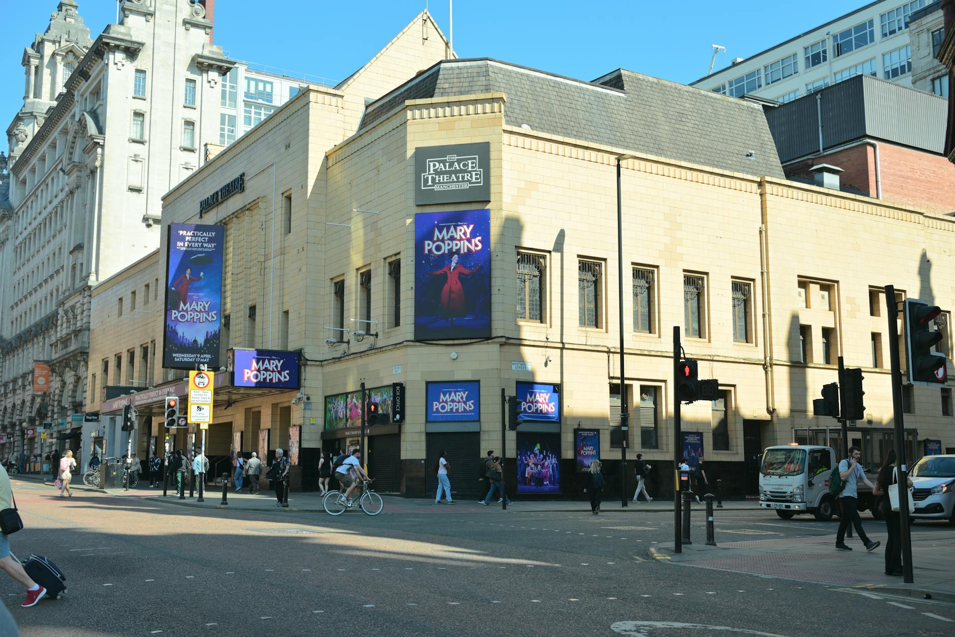Palace Theatre Manchester exterior on a sunny day