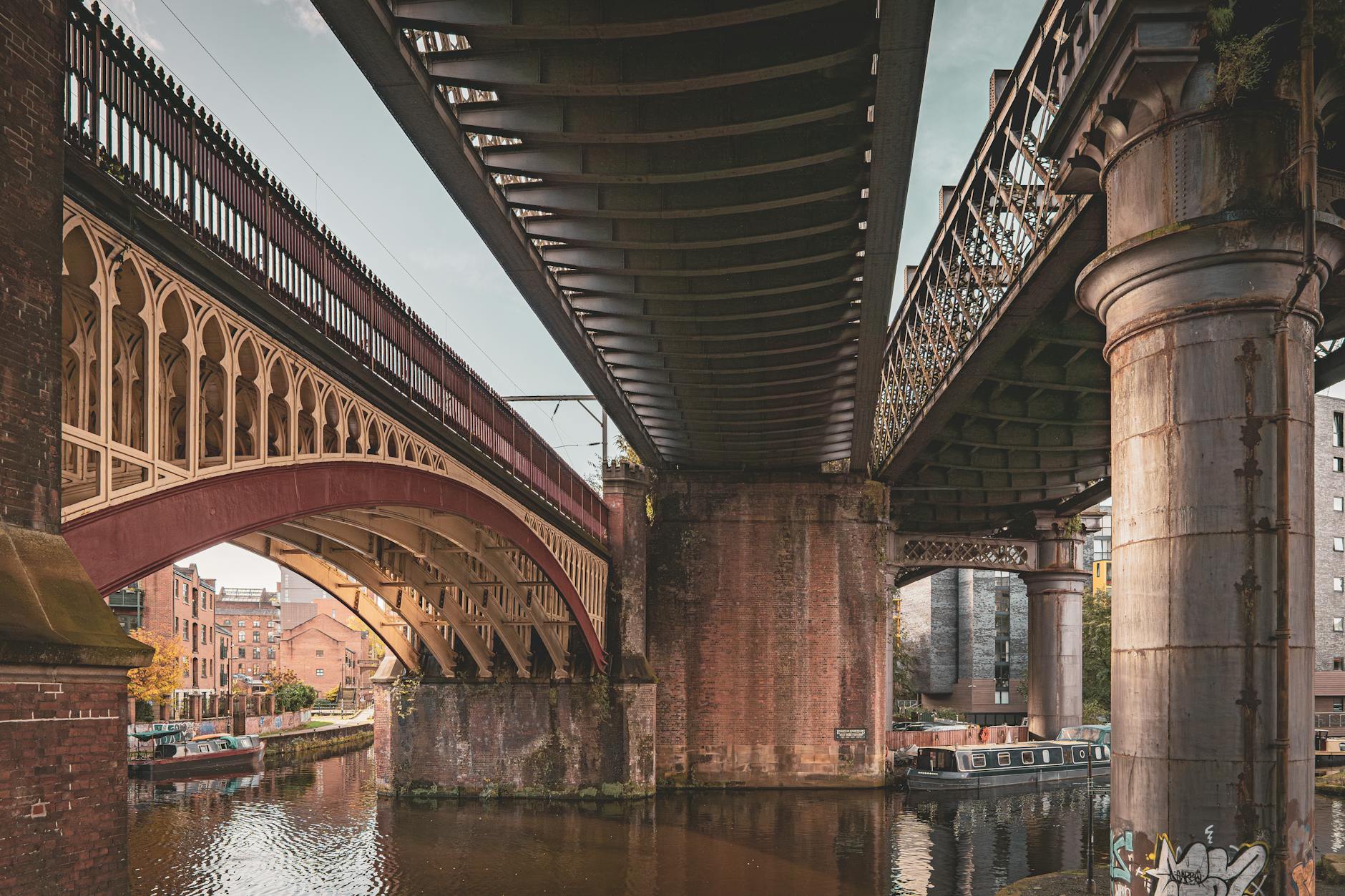 Historic bridges over a Manchester canal