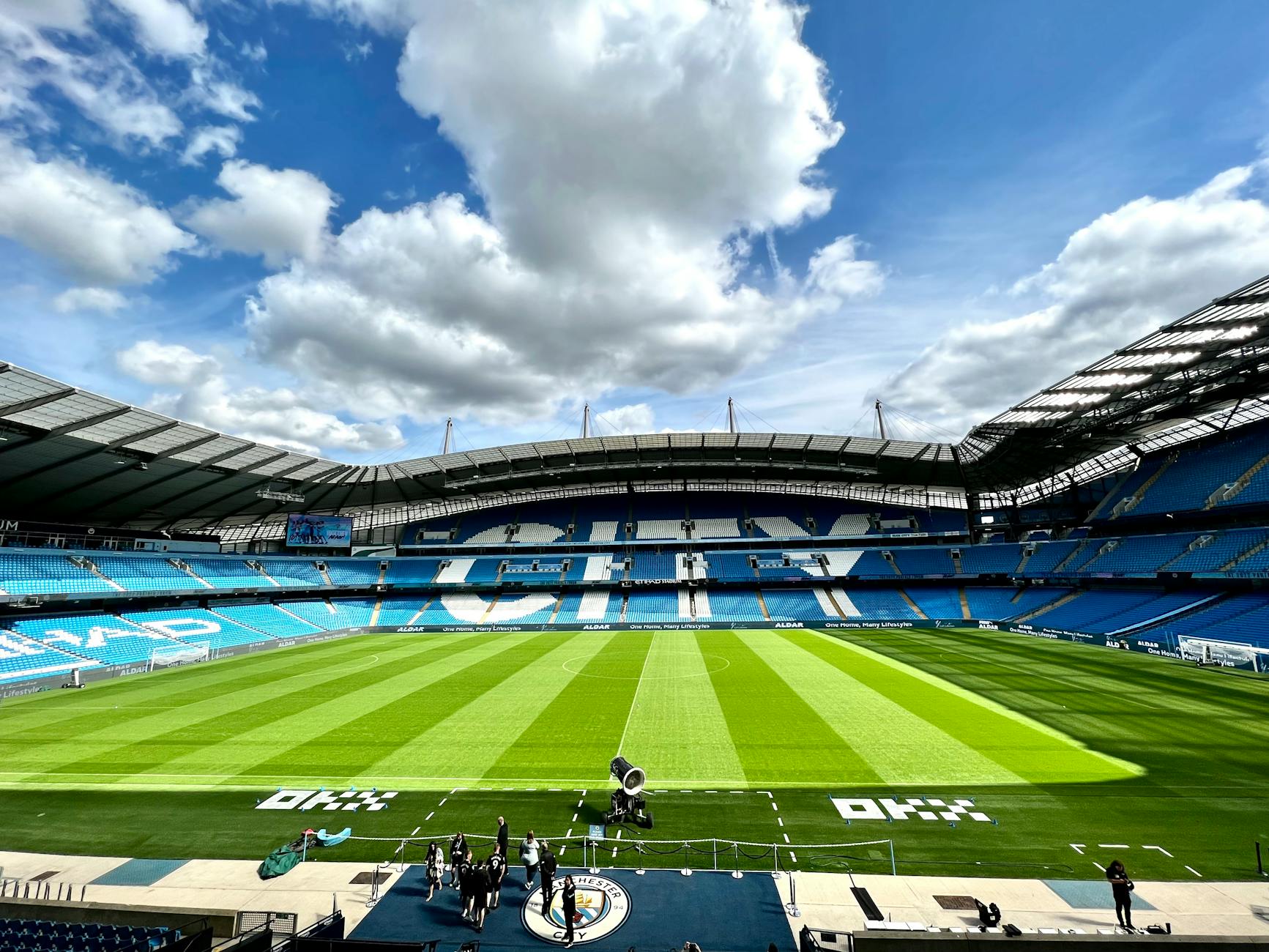 Etihad Stadium in Manchester with the pitch and stands visible